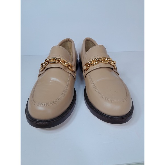 Schutz Dannie Tan Leather Flat Chain Link Loafer Womens Sz 10 B - Picture 3 of 16